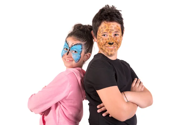 Niños con pintura facial — Foto de Stock