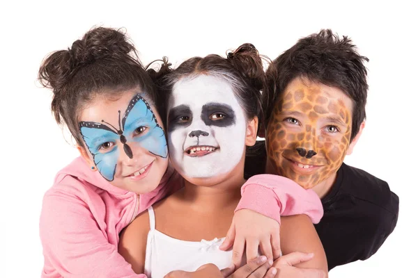 Niños con pintura facial animal — Foto de Stock