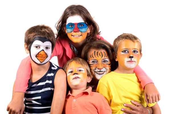 Kinderen en oma met Face-Paint — Stockfoto