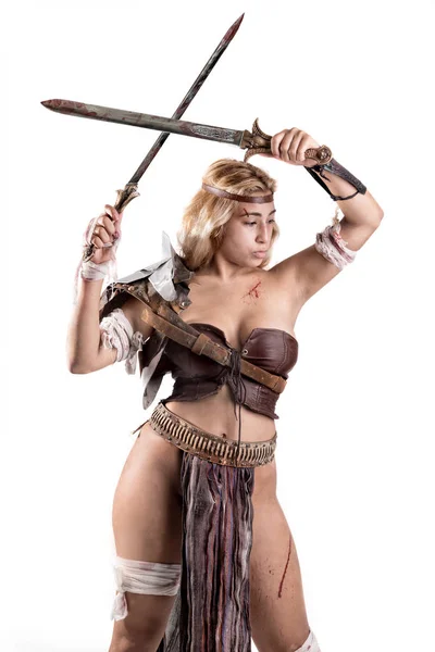 Kvinna gladiator — Stockfoto