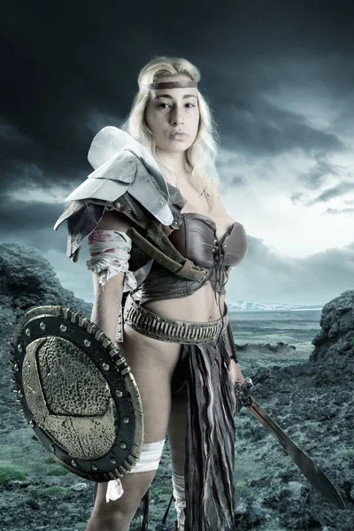 Woman wojownik starożytnej gladiator — Zdjęcie stockowe