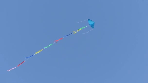 Stor Kite Flyger Den Blå Himlen Drakflygning Himlen — Stockvideo