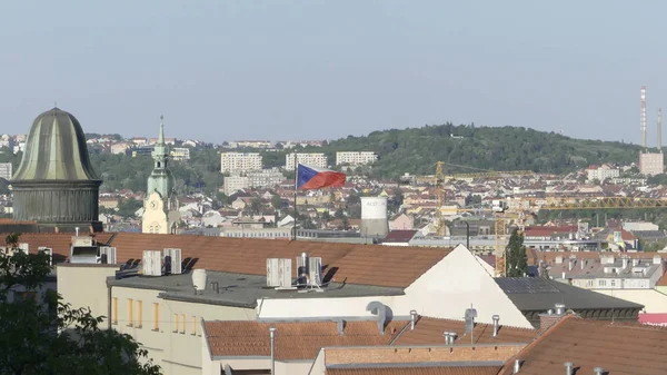 Brno Česká Republika Května 2018 Pohled Architektury Starého Města Vlajka — Stock fotografie