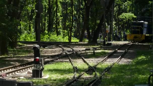 Kiev Oekraïne Mei 2018 Locomotief Reizen Langs Het Spoorlijnen Het — Stockvideo