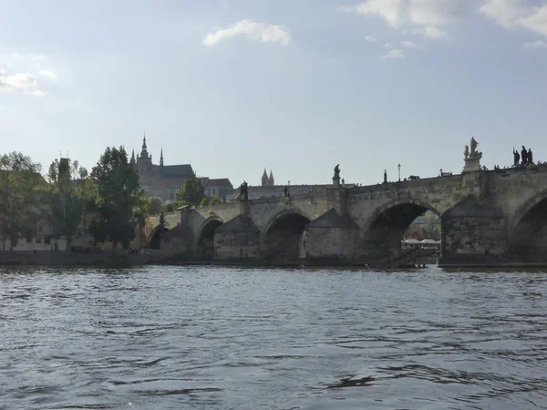 Praga Repubblica Ceca Maggio 2018 Ponte Carlo Fiume Moldava Vista — Foto Stock