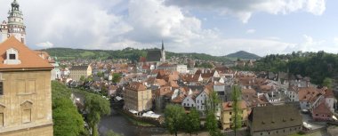Cesky Krumlov, Çek Cumhuriyeti - 9 Mayıs 2018: şehrin sokaklarında bir bakış. Bir görünümü şehrin tarihi binaların.
