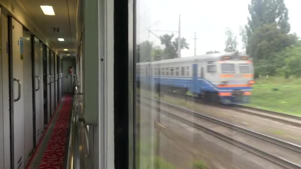 Treinen Auto Van Het Compartiment Van Trein — Stockvideo