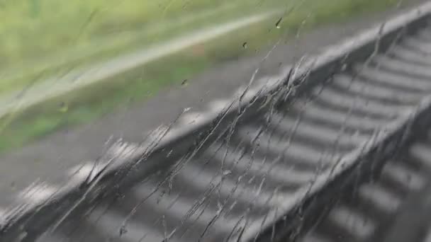 Вид Окна Пассажирского Поезда Вид Окна Поезда Железнодорожную Трассу Время — стоковое видео