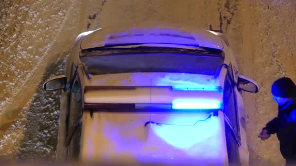 Μπλε Φώτα Ενός Αυτοκινήτου Της Αστυνομίας Ειδικών Σημάτων Flashers Από — Αρχείο Βίντεο