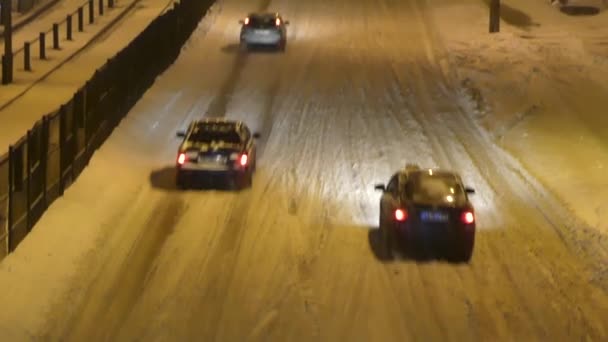 Blauwe Lichten Van Een Politieauto Speciale Signalen Flashers Van Een — Stockvideo