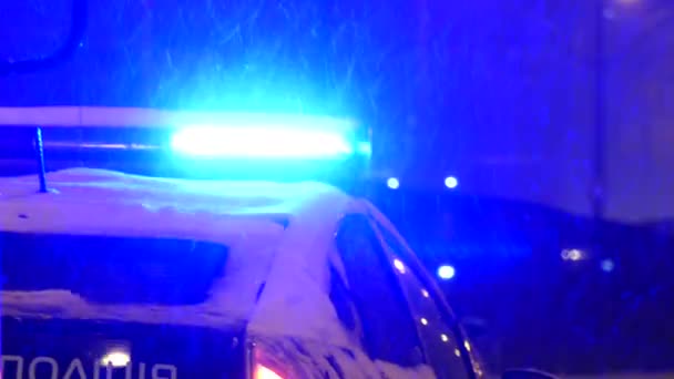 Luces Azules Coche Policía Señales Especiales Parpadeantes Coche Especial Las — Vídeo de stock