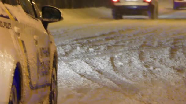 Luci Blu Auto Della Polizia Segnali Speciali Lampeggianti Auto Speciale — Video Stock