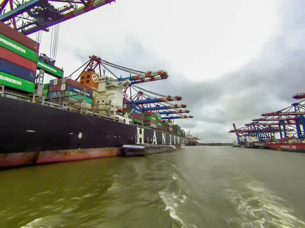 Hamburg Germany February 2015 View Port Hamburg Cargo Ships Port — Stock Photo, Image