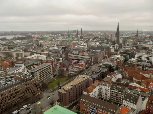 Гамбург Германия Февраль 2015 Вид Город Высоты Недвижимость Города Сверху — стоковое фото