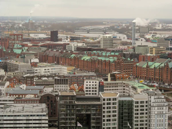 Hamburgo Alemania Febrero 2015 Vista Ciudad Desde Una Altura Ciudad —  Fotos de Stock