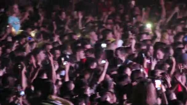 Kiev Ukraine September 2018 Many Spectators Front Stage Wave Hands — Stock Video