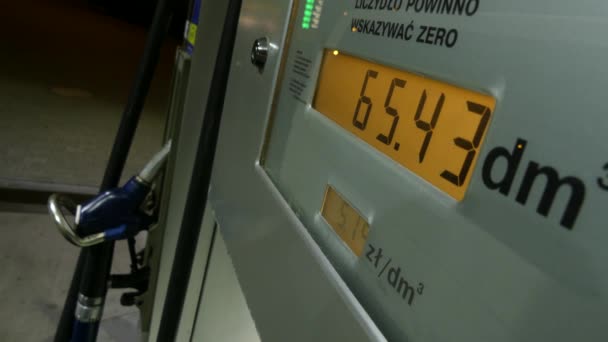 Газова Станція Газова Камера Шлангом Номери Бензиновому Щиті Кран Газова — стокове відео