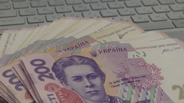 Bündel ukrainischen Geldes. Ukrainische Griwna Geld. Mon-Stapel — Stockfoto