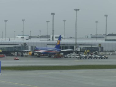 Kopenhag, Danimarka-Mart 2019: Kastrup Havaalanı 'nda uçak. W