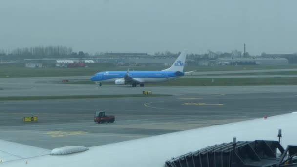 Kopenhagen Denemarken 2019 Maart Vliegtuig Luchthaven Kastrup Voor Vertrek Werk — Stockvideo