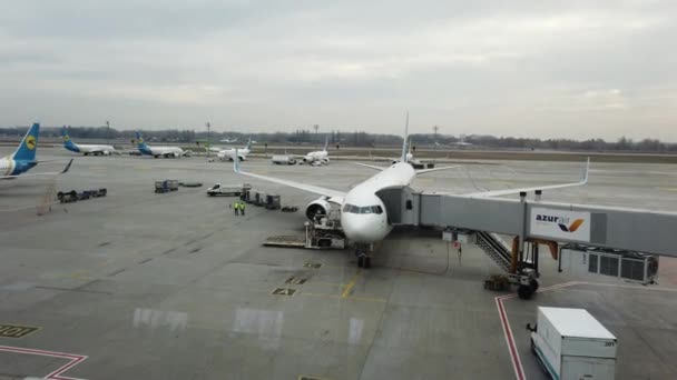 Borispol Ukraina Marzec 2019 Samolot Pasie Startowym Aby Przygotować Się — Wideo stockowe