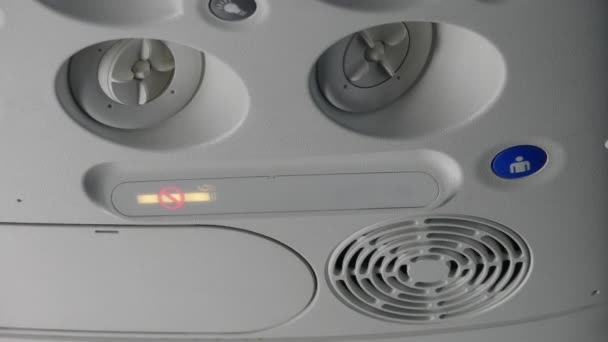 Indicator Niet Roken Cabine Close Bel Knop Stewardessen Ventilatiekanalen Het — Stockvideo