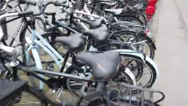 Copenhagen Denmark March 2019 Bicycles Parking Lot City Center Bicycle — Stock video