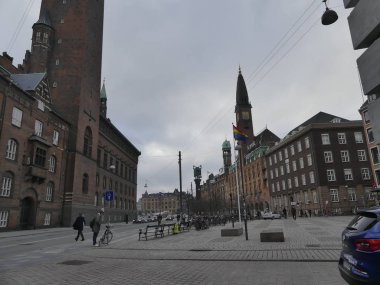 Kopenhag, Danimarka - Mart 2019: Kopenhag belediye binasının görünümü