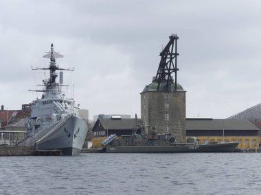 Kopenhag, Danimarka - Mart 2019: Müzenin görünümü. Savaş shi