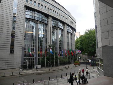 Brüksel, Belçika-Mayıs 2019: AB binaları kompleksi