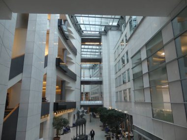 Brüksel, Belçika-Mayıs 2019: AB binaları kompleksi