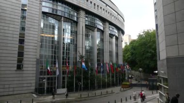 Brüksel, Belçika-Mayıs 2019: Avrupa Parlamentosu binaları kompleksi.