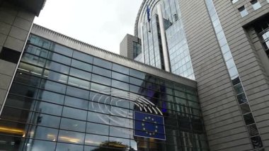 Brüksel, Belçika-Mayıs 2019: Avrupa Parlamentosu binaları kompleksi.