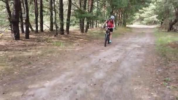 Kiev Ucrania Europa Agosto 2019 Paseo Bicicleta Por Camino Forestal — Vídeo de stock