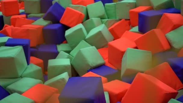 Children Multi Colored Cubes Children Playroom Colored Soft Cubes — Stock Video