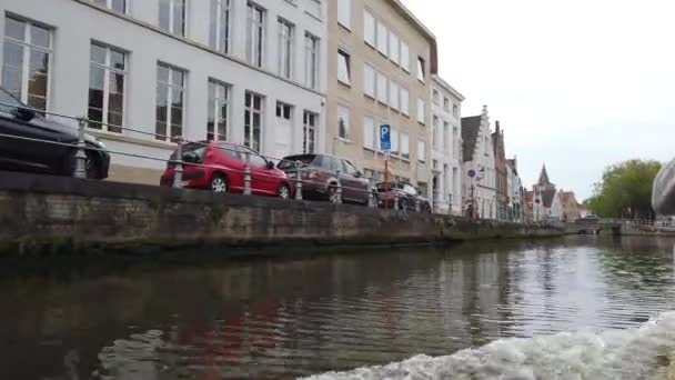 Brujas Bélgica Mayo 2019 Vista Del Canal Agua Centro Ciudad — Vídeos de Stock