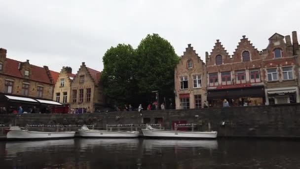 Brygge Belgien Maj 2019 Beskåda Bevattna Kanaliserar Staden Centrerar Turist — Stockvideo