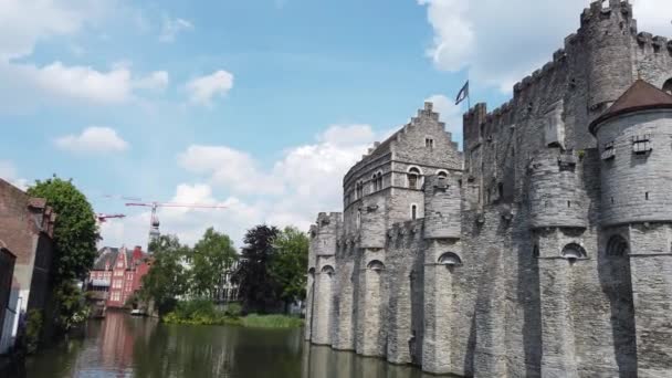 Gand Belgio Maggio 2019 Veduta Del Castello Dei Conti Delle — Video Stock