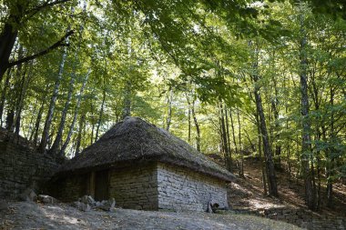 Kiev, Ukrayna, Avrupa - Eylül 2019: Eski su değirmeni arasında