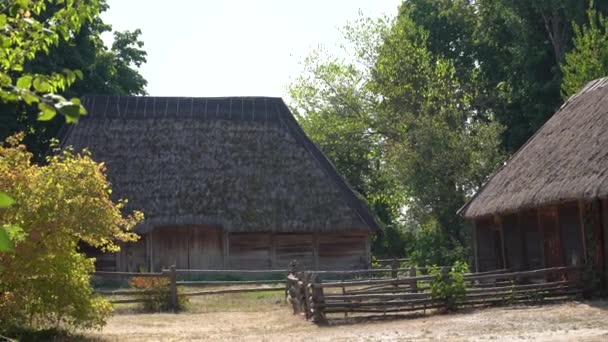 Kiev Ukraine Europe September 2019 Old Wooden House Thatched Roof — Stock Video