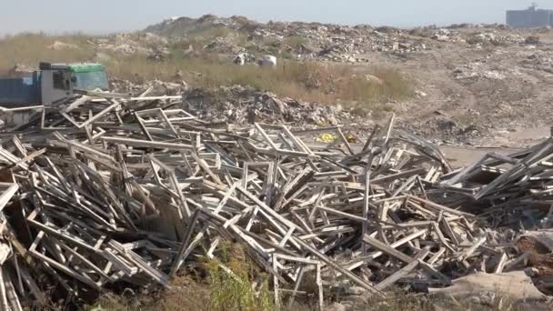 Kijów Ukraina Europa Wrzesień 2019 Składowanie Odpadów Budowlanych Ekologia Zanieczyszczenie — Wideo stockowe