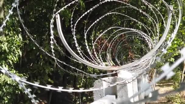 Barbed Wire Fence Prison Fence — Stock Video