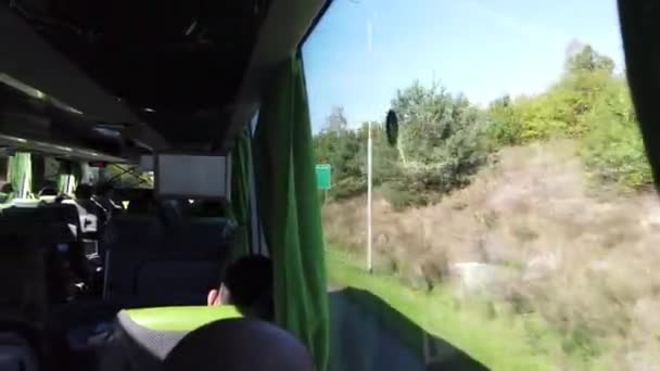 Bydgoszcz Gdansk Poland Europe September 2019 Passengers Travel Flixbus Интерьер — стоковое видео