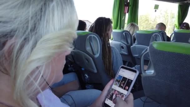 Bydgoszcz Gdansk Polen Europa September 2019 Passagiers Reizen Flixbus Interieur — Stockvideo