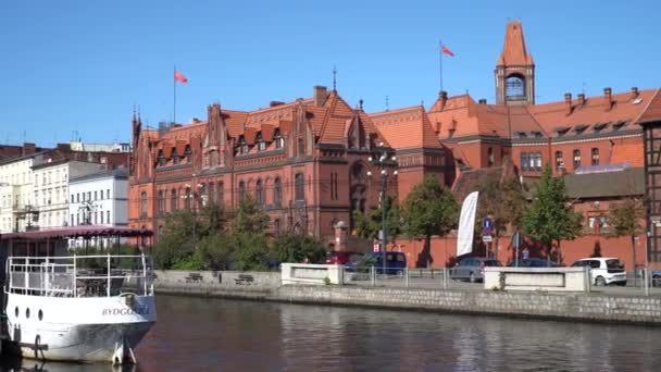 Bydgoszcz Polen September 2019 Blick Auf Den Städtischen Wasserkanal Des — Stockvideo