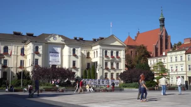 Bydgoszcz Polonia Settembre 2019 Gente Cammina Nel Centro Della Città — Video Stock