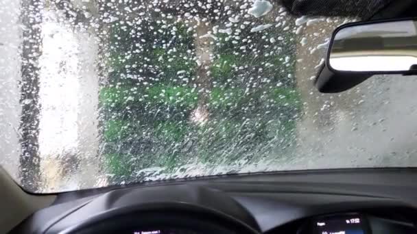 Europa Kiev Ukraina Juni 2020 Automatisk Biltvätt Från Insidan Bilen — Stockvideo