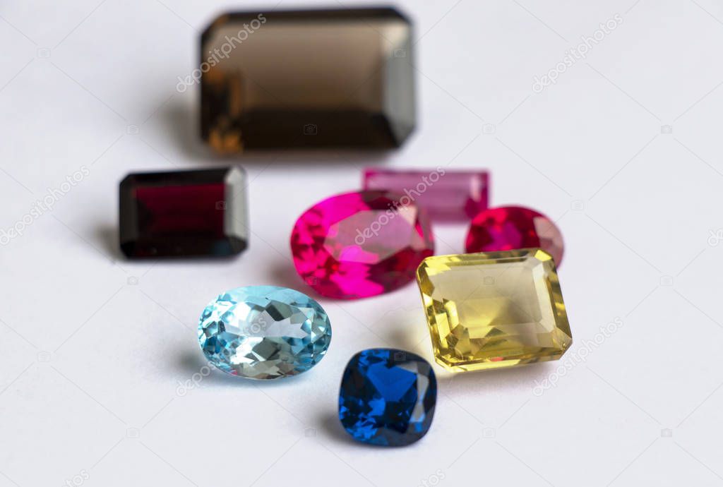 gemstones collection on white background