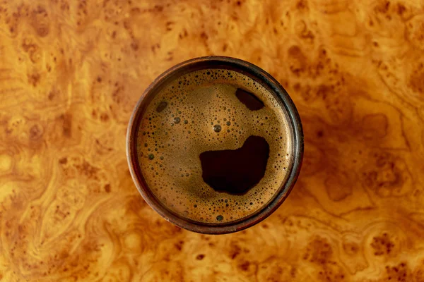 Bir Fincan Sıcak Siyah Coffe Görünümü Yukarıdan Görüntüle — Stok fotoğraf