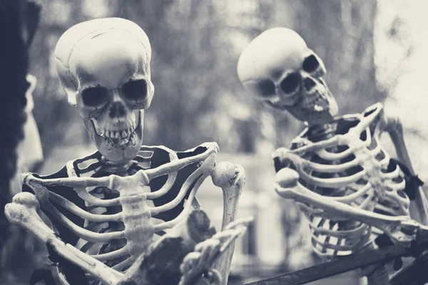 Μακιγιάρισμα Ανθρώπινου Σκελετού Που Στέκεται Κοντινή Απόσταση — Φωτογραφία Αρχείου